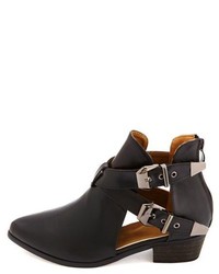 Charlotte Russe Pointy Toe Belted Cut Out Ankle Booties