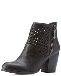 Charlotte Russe Qupid Laser Cut Out Chunky Heel Booties