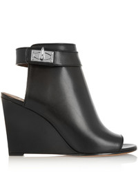 Givenchy Shark Lock Cutout Ankle Boots In Black Leather