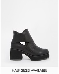 Shellys London Shellys London Mieri Black Leather Cut Out Ankle Boots