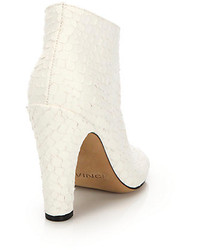 Vince Sierra Python Embossed Leather Open Toe Booties