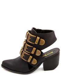 Charlotte Russe Triple Buckle Cut Out Bootie