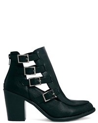 Truffle Collection Truffle Chloe Black Multi Buckle Heeled Ankle Boots