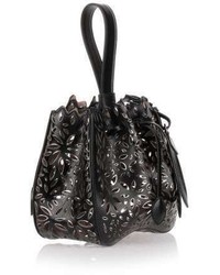 Alaia Alaa Black And Metallic Leather Bucket Bag