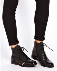Asos Across Leather Cut Out Ankle Boots