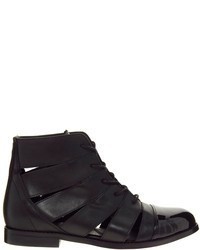 Asos Across Leather Cut Out Ankle Boots