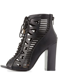Charlotte Russe Bamboo Laser Cut Lace Up Booties