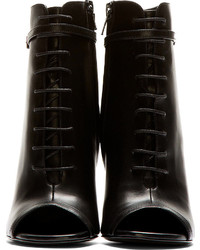 Saint Laurent Black Leather Open Toe Jane Boots