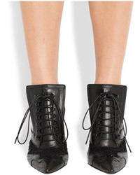 Givenchy Cutout Ankle Boots In Black Leather And Lace