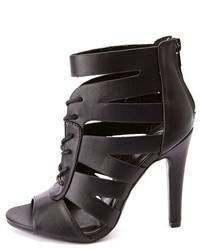 Charlotte Russe Heart In D Single Sole Cut Out Lace Up Heels
