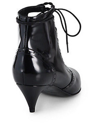 Saint Laurent Lace Up Patent Leather Ankle Boots