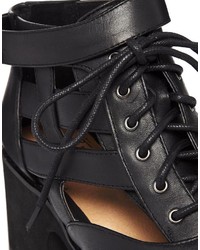 Shellys London Milligan Black Cut Out Lace Up Boots
