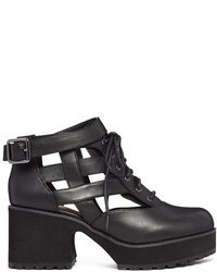 Shellys London Milligan Black Cut Out Lace Up Boots
