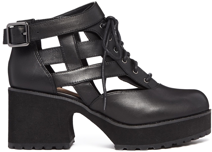 Shellys London Milligan Black Cut Out Lace Up Boots, $164 | Asos | Lookastic