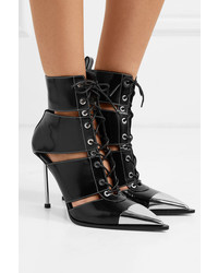 Alexander McQueen Med Cutout Leather Ankle Boots