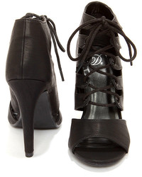 My Delicious Scanda Black Lace Up High Heel Booties