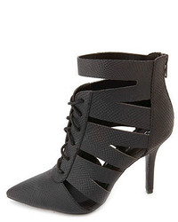 Charlotte Russe Qupid Python Cut Out Lace Up Pointed Toe Booties