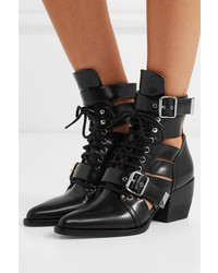Chloé Rylee Cutout Glossed Leather Ankle Boots