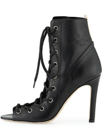 Sarah Jessica Parker Sjp By Alison Leather Lace Up Open Toe Boot Black