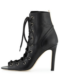 Sarah Jessica Parker Sjp By Alison Leather Lace Up Open Toe Boot Black