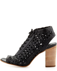 Steve Madden Steven By Monah Lace Up Leather Wicker Pump Black