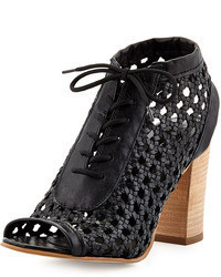 Steve Madden Steven By Monah Lace Up Leather Wicker Pump Black