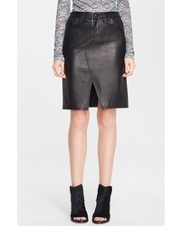 Black Cutout Leather Pencil Skirt