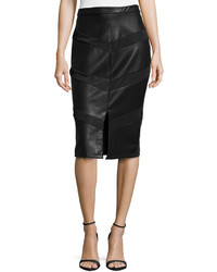5twelve Paneled Faux Leather Midi Pencil Skirt Black