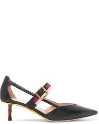 Gucci Bamboo Trimmed Leather Pumps Black