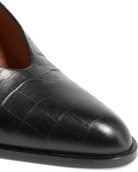 Marni Cutout Croc Effect Leather Pumps Black