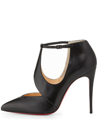 Christian Louboutin Dictata Cutout Leather Red Sole Pump Black