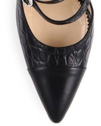 Altuzarra Isabella Silk Croc Embossed Leather Mary Jane Pumps