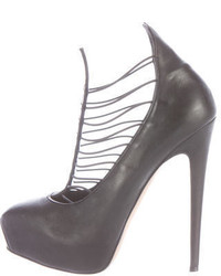 Brian Atwood Leather Cage Platform Pumps
