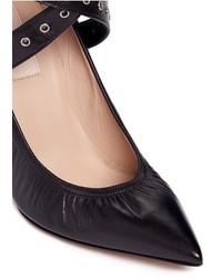 Valentino Love Latch Cross Ankle Strap Leather Pumps