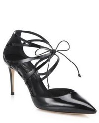 Casadei Patent Leather Butterfly Cutout Point Toe Pumps
