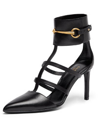 Gucci Point Toe Caged Ankle Pump Nero