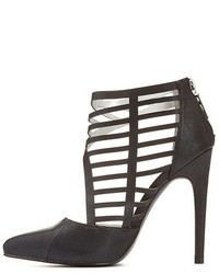 Qupid Side Caged Pointed Toe Pumps