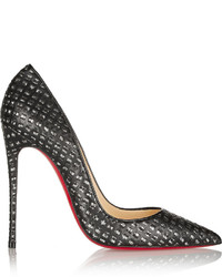 Christian Louboutin So Kate 120 Cutout Leather And Tweed Pumps Black