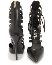 Steve Madden Sts Black Leather Lace Up Heels