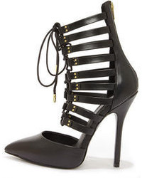 Steve Madden Sts Black Leather Lace Up Heels