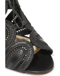 Francesco Russo Cutout Leather Sandals Black