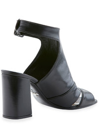 Prada Leather Cutout Ankle Strap Sandal Nero