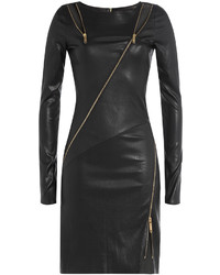 Black Cutout Leather Sheath Dress