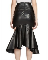 Givenchy Ruffled Cutout Leather Midi Skirt
