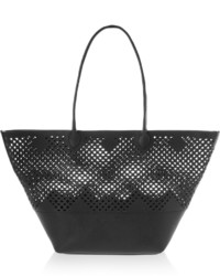 Black Cutout Leather Tote Bag