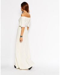 Asos Collection Maxi Dress With Off Shoulder And Cut Out Waist