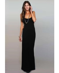 Blue Life Cut Out Long Sexy Dress In Black