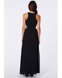 Missguided Anthea Cut Out Split Maxi Dress In Black