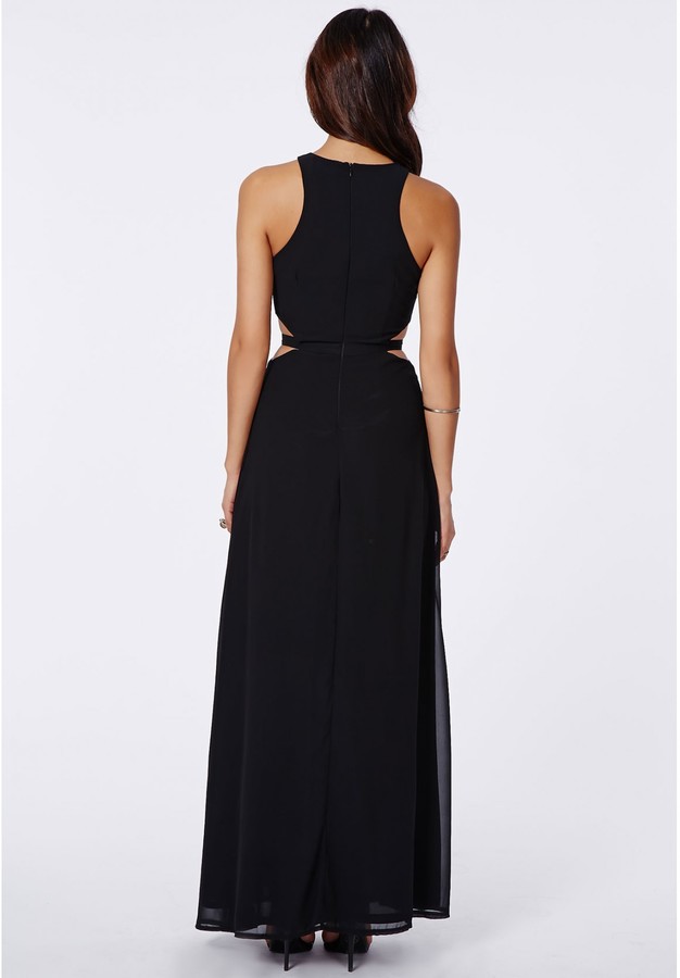 Missguided Anthea Cut Out Split Maxi Dress In Black 79 Missguided Lookastic 