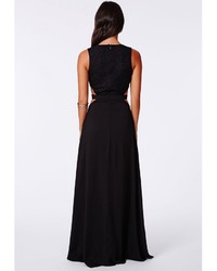 Missguided Bakiya Black Lace Cut Out Maxi Dress